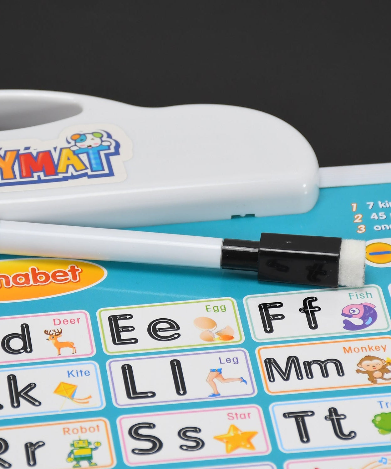 Alphabet learning pad with play mat and music