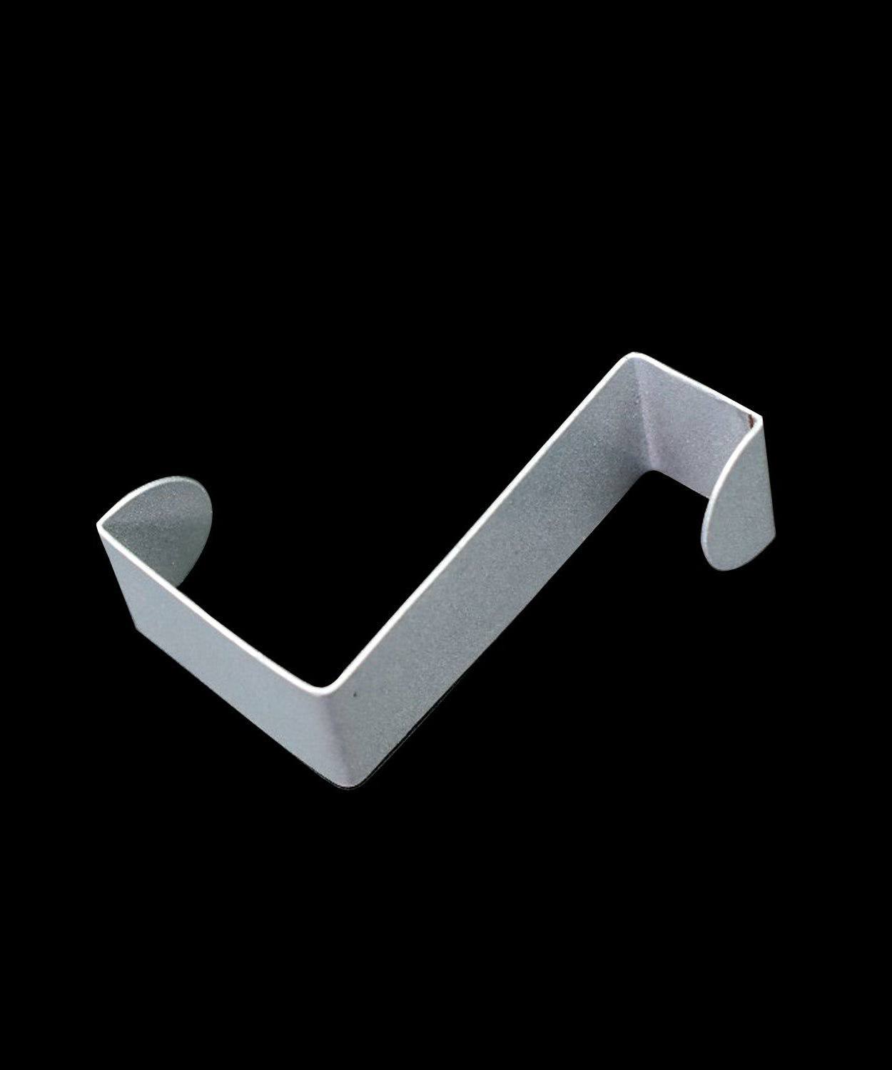 Z shape door hook for hanging clothes and fabric items.