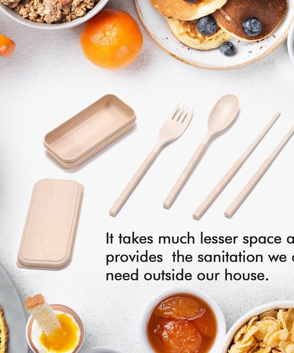 Detachable travel cutlery set.