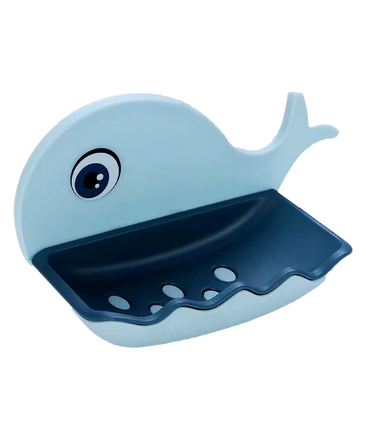 Wall-mounted soap holder with a fish design.