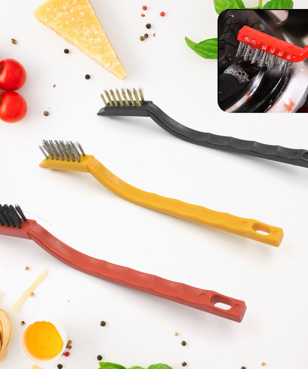 Mini Wire Brush Set - Brass, Nylon, Steel for Cleaning & Rust Removal (3 Pcs Set)