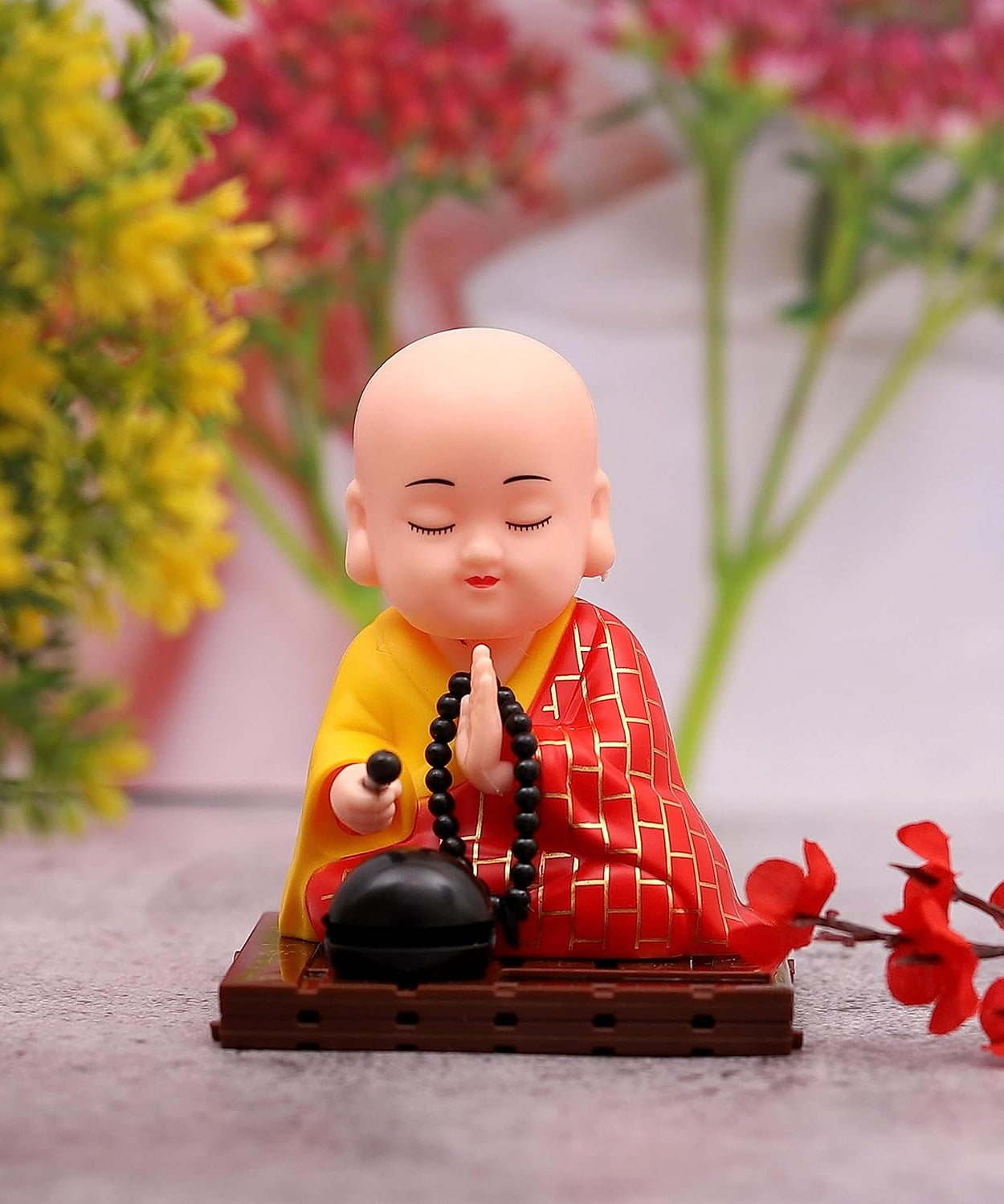 Solar Powered Sitting Buddha Statue,  Moving Head and Hand (1 Pc / Medium)