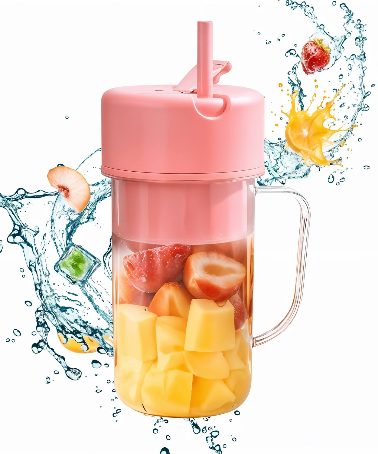 Portable Crusher Juicer With Handle & Straw, USB Rechargeable Multi Blades (420 ML)