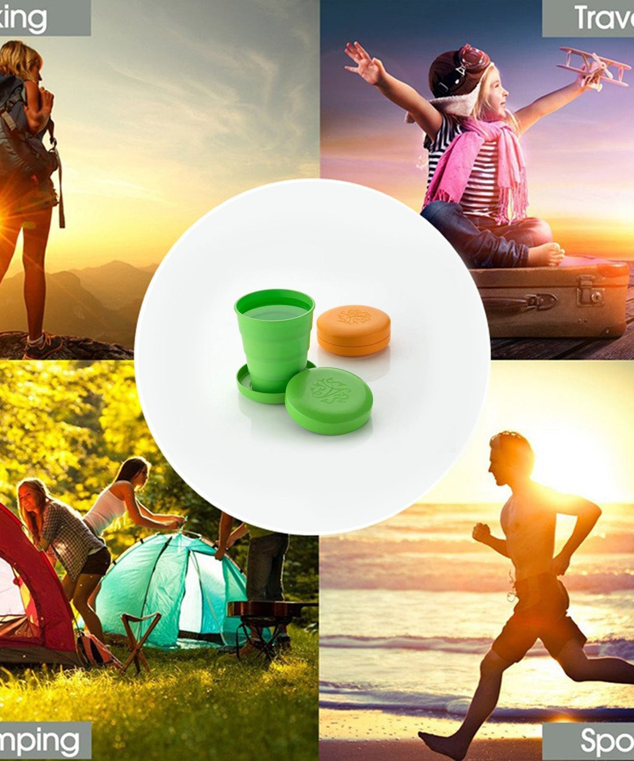 Lightweight and collapsible travel tumbler with lid, suitable for kids and outdoor activities