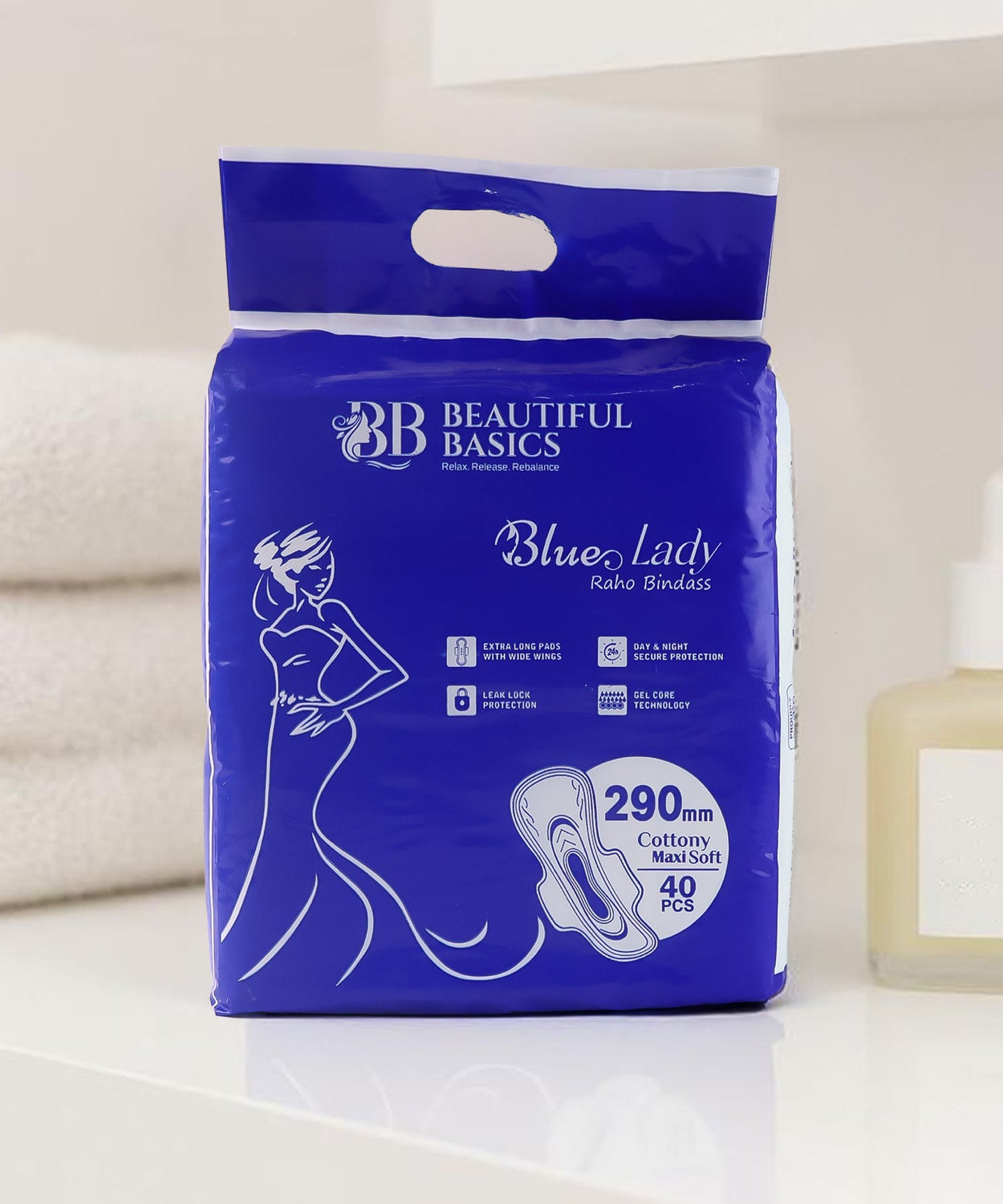 Blue Lady Extra Long Pads With Wides Wings Sanitary Pads – 290 mm, 40-Pack