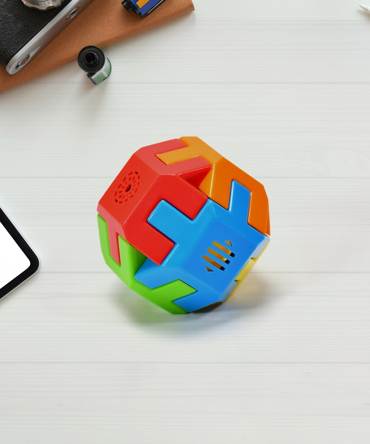 Multicolor activity cube for children.