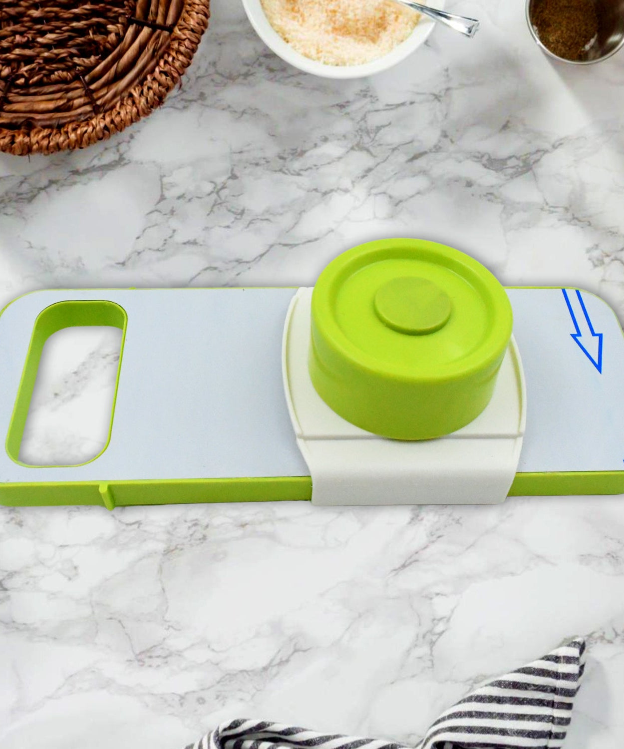 Slicer for Kitchen 5 in 1 Foldable Vegetable Slicer Blade Potato Cutter, Veggie Slicer, Onion Slicer, Julienne Grater with Protective Guards, Stainless Steel Blade