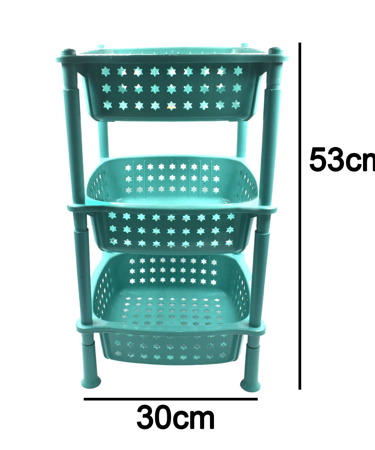 Round trolley with three storage baskets
