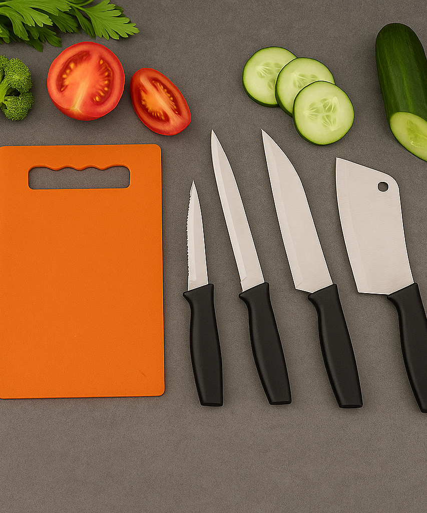 Chopping Board with Knife Set (Pack of 5)