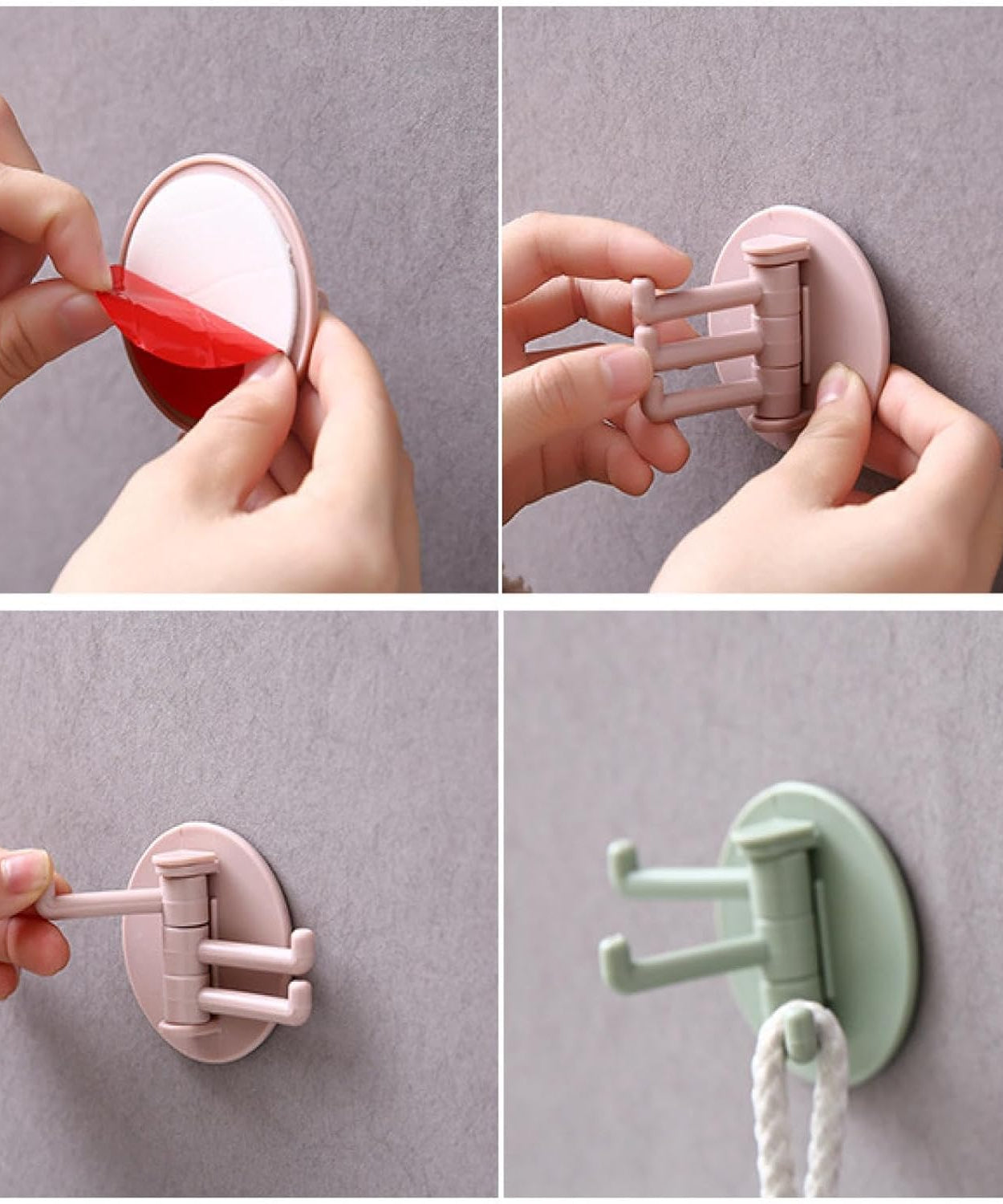 Sticky hook with 180° foldable design for kitchen and bathroom