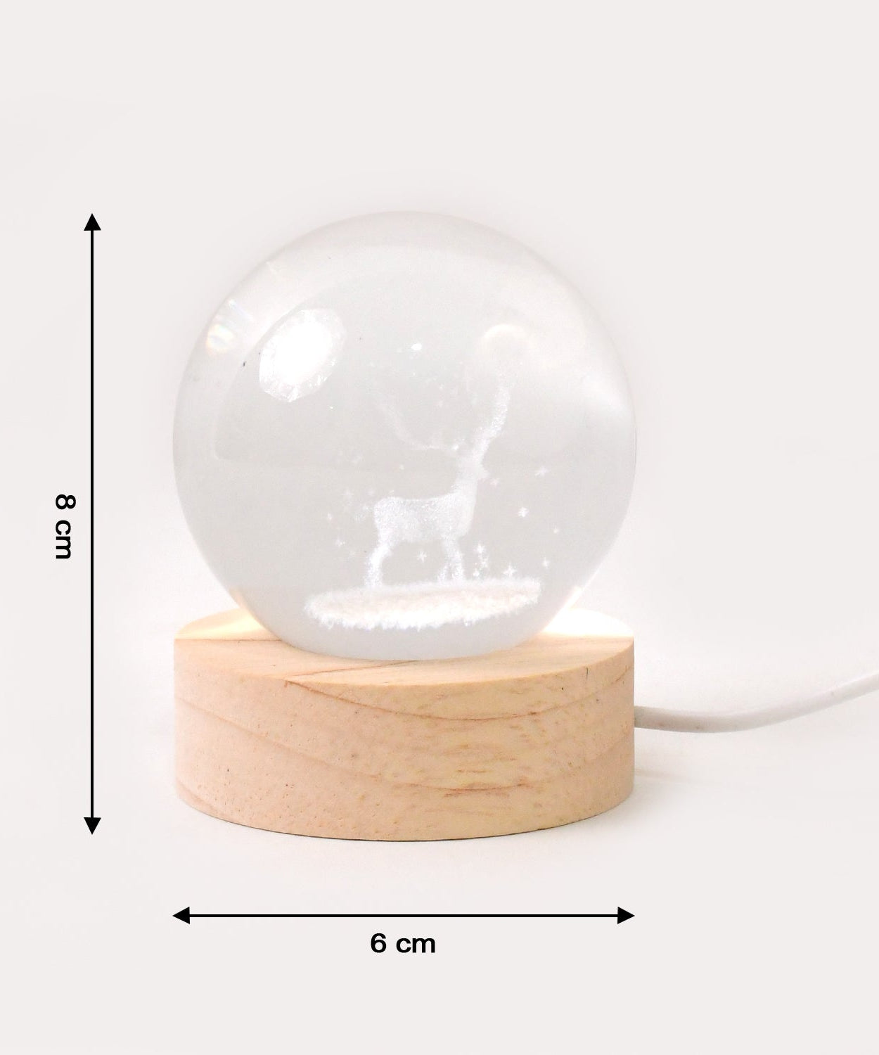 Crystal Ball Night Light Glass Ball Night Lamp with Wood Base