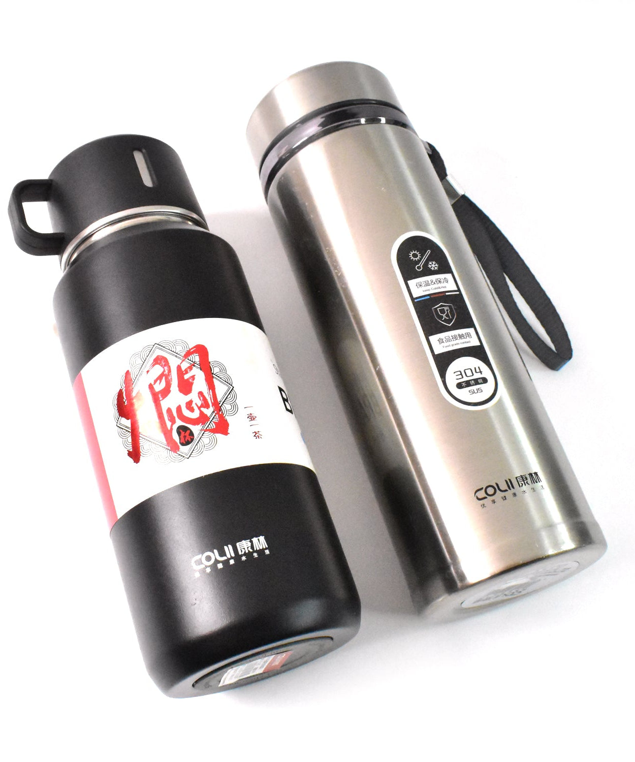 Stainless Steel Vacuum Insulated Water Bottle – 900ML Approx, Leak-Proof, Wide Mouth with Hanging Strap (Mix Color)