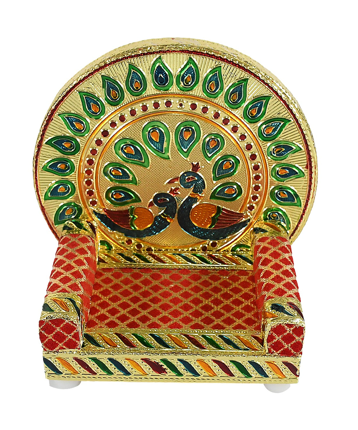 Meenakari Work Laddu Gopal Singhasan  / Sihasan for Pooja Mandir Wooden Krishna Ladoo Bal Gopal Sofa Asan, Home Decorative Premium Look Decorative Singhasan Suitable For Home, Office, Restaurant (2 Pc Set)