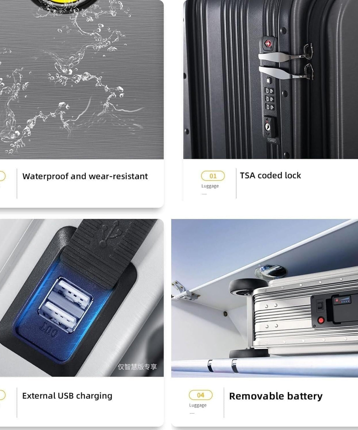 Electric suitcase smart driving luggage electric suitcase scooter with removable battery speed (1 Pc)