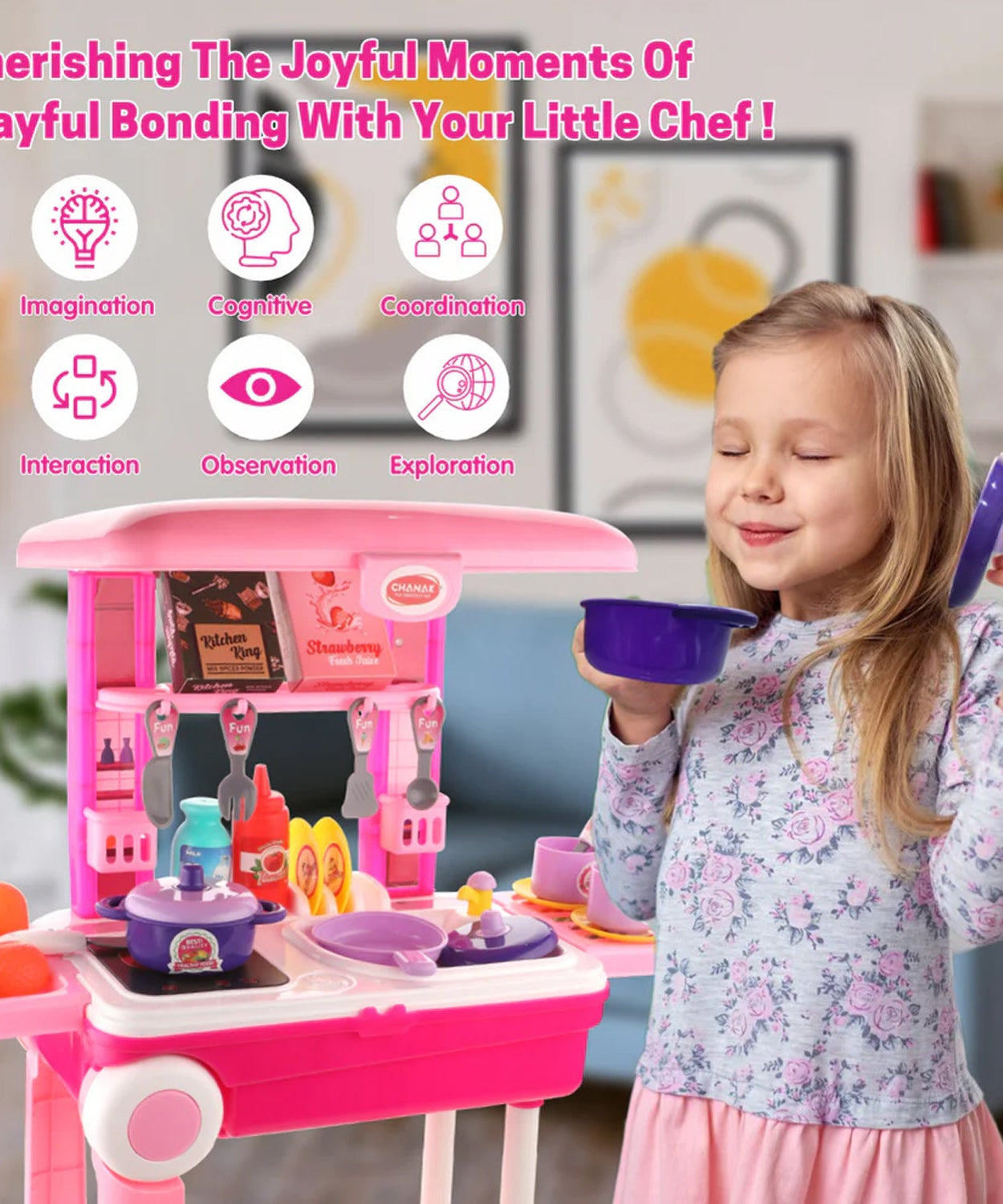 3-in-1 Kitchen Set for Kids with Suitcase – Role Play Cooking Toy for Girls & Boys (3+)