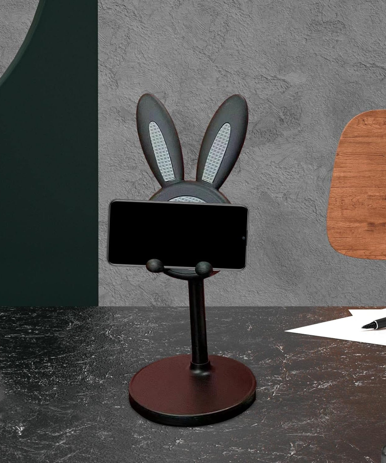 Kawaii bunny desk accessory with adjustable height for phone and tablet