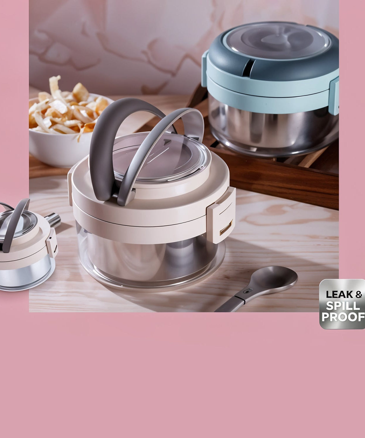 Ganesh Tiara 400ml Stainless Steel Insulated Lunch Box with Leakproof Lid & Folding Spoon