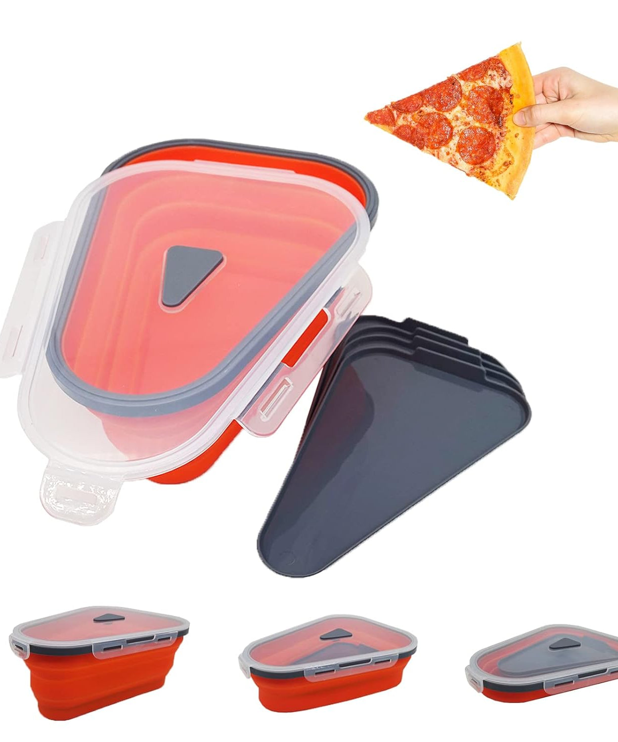 Reusable Expandable Pizza Storage Container with 5 Microwavable Trays – Adjustable for Home & Outdoor Use