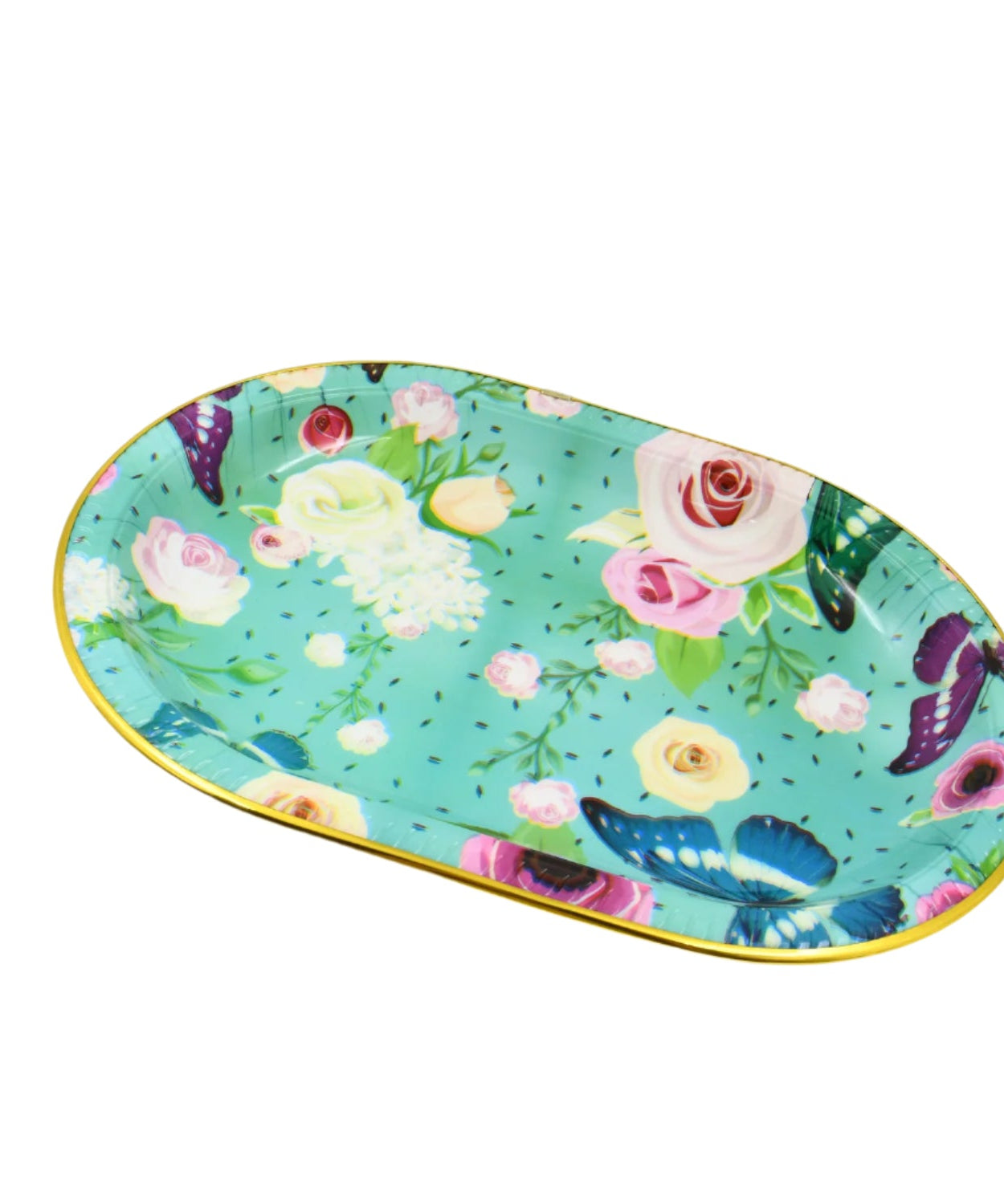 Big Plastic Flower Printed Design Serving Tray 