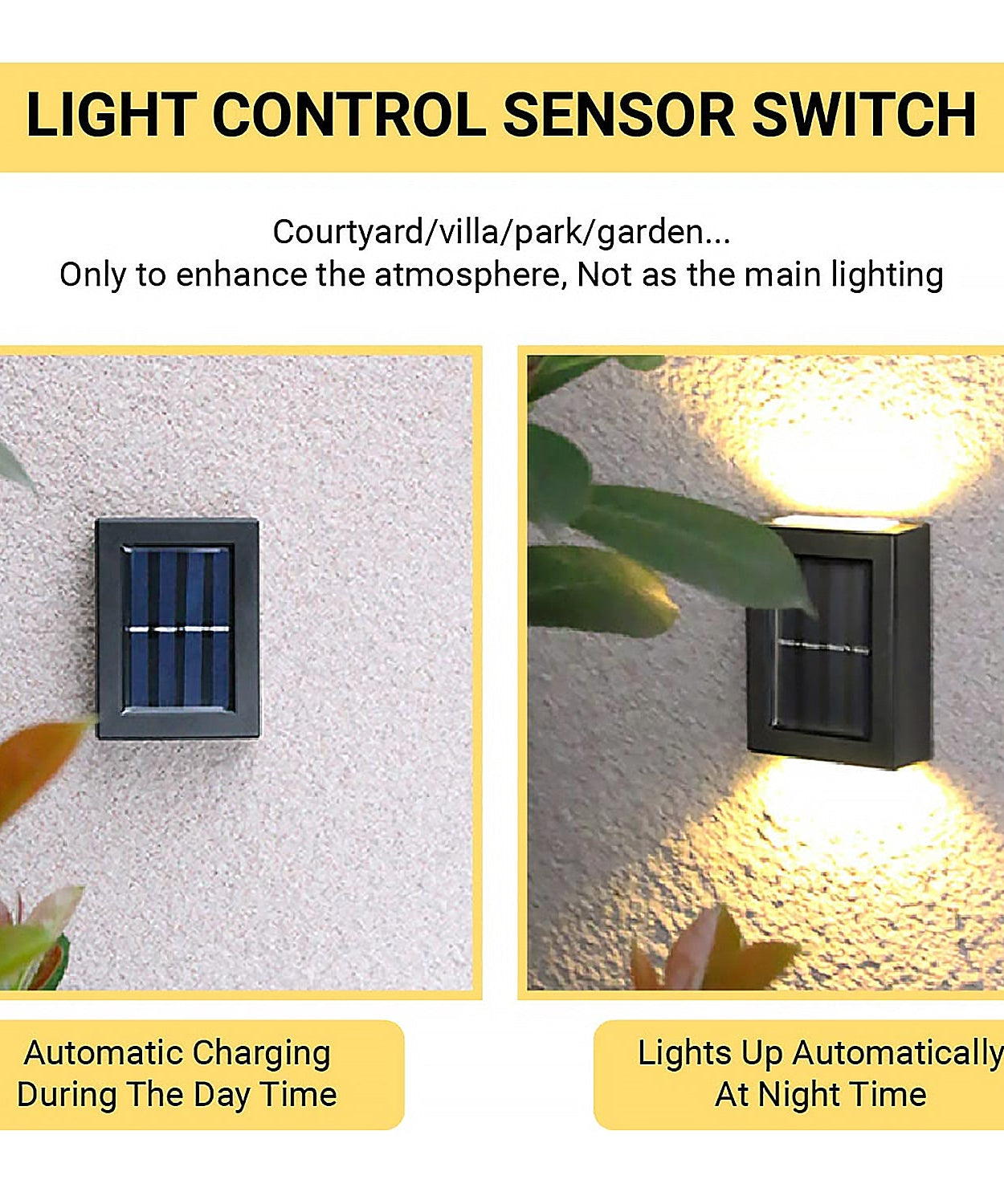 Solar Wall Lights Small Fence Lights Solar Powered Up Down LED Porch Light Garden Lights Outdoor Solar Landscape Lights WaterProof Light (1 Pc)