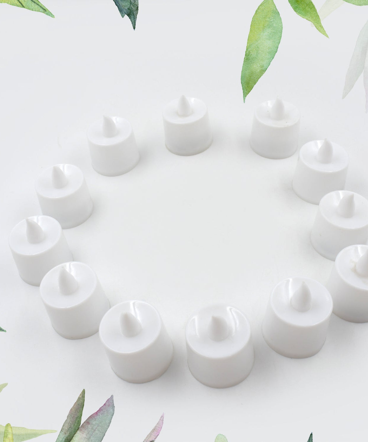 Set of smokeless green LED candles for decor