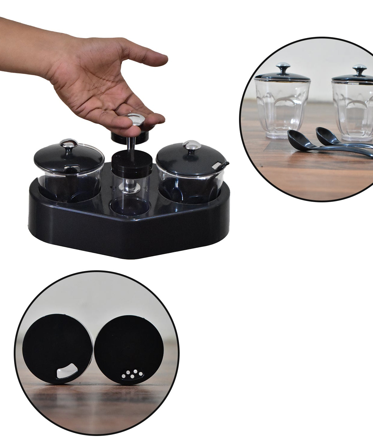 Ganesh Rendy transparent condiment jar, single piece, easy access for spices.