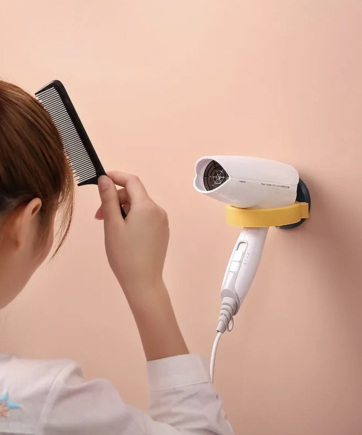 Wall Mount Hair Dryer Holder with Suction Cup, Plastic Wall Bracket for Bathroom, Beauty Salon / Home Use Self Adhesive Hair Dryer Stand Rack (1 Pc)