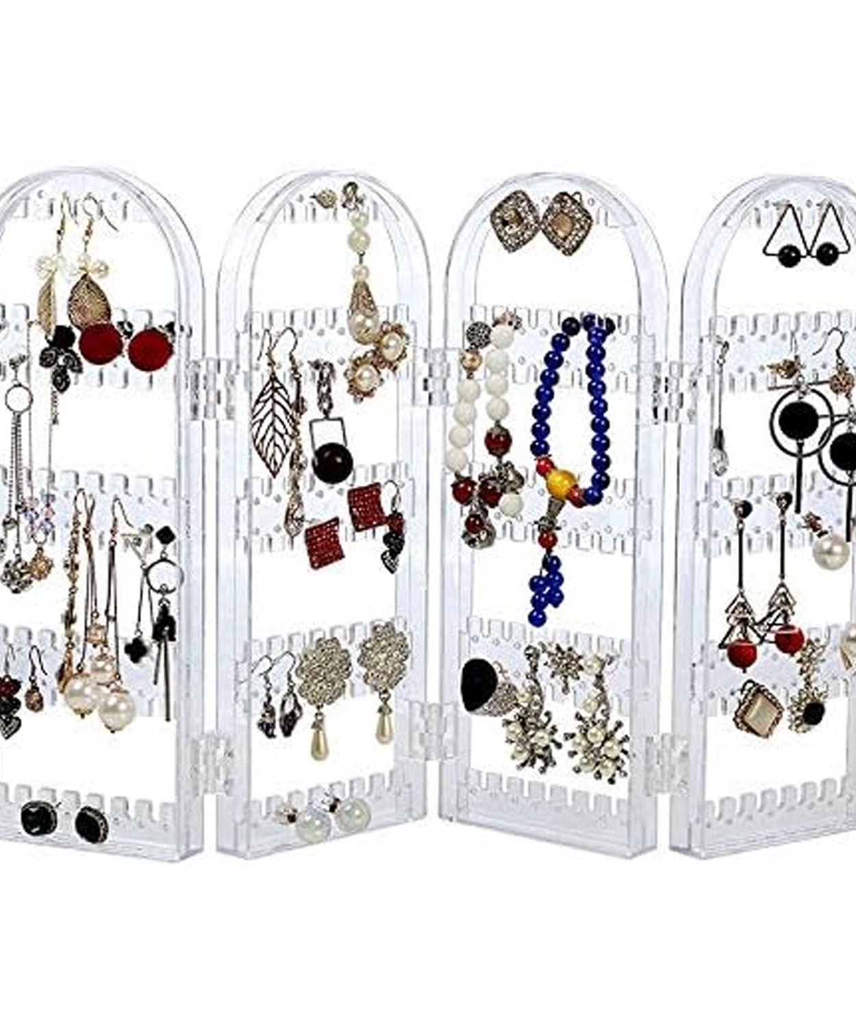 4 Folding Storage Hanger Acrylic Earring Screen Holder Display Stand Clear (1 Set)