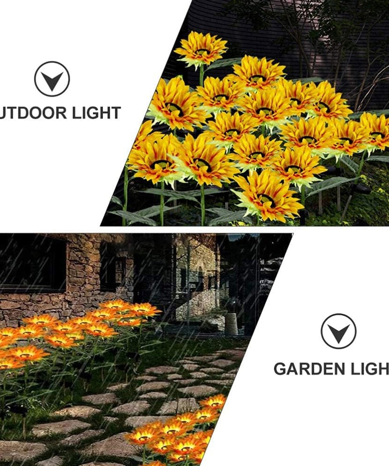 Garden Solar Sunflower Outdoor LED Light  Inserted Ground Simulation Plant (4 Pcs Set)