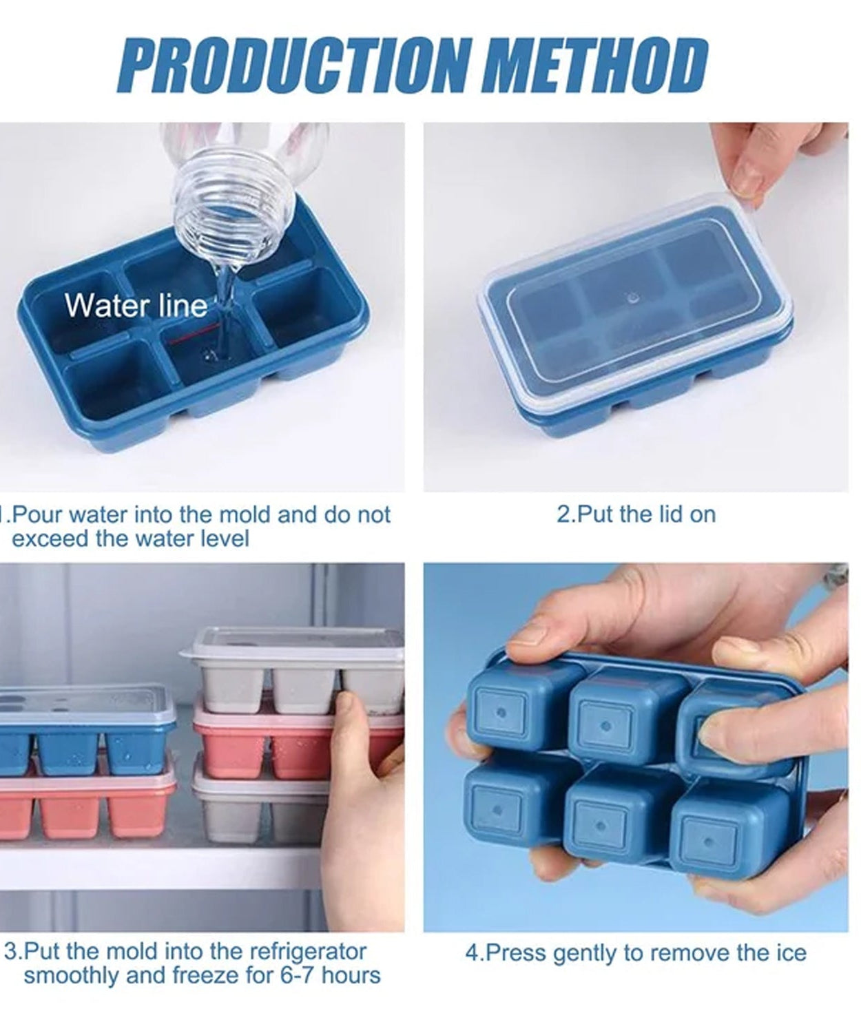6-Cavity Silicone Ice Tray – Ideal for Kitchen & Home Use