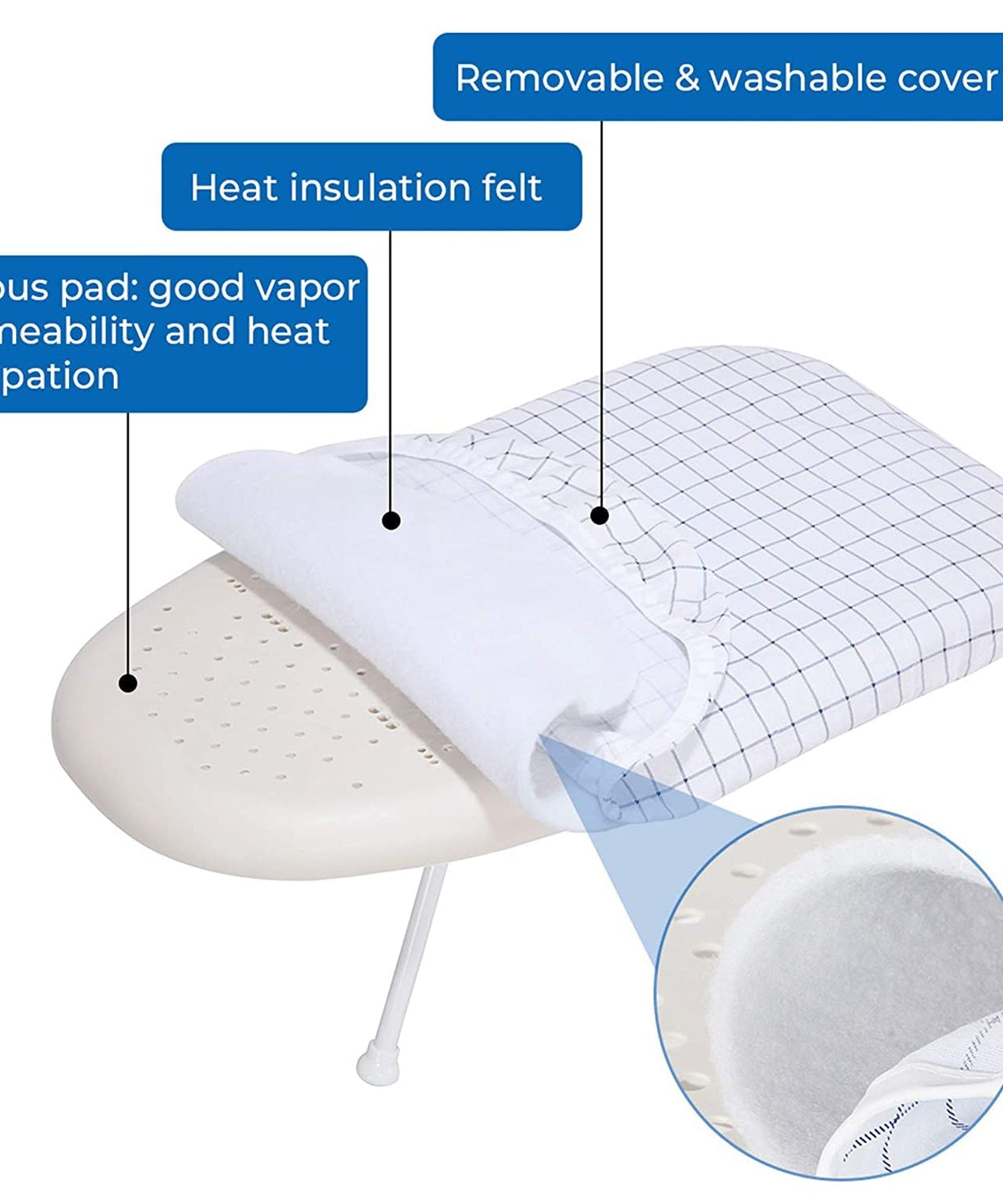 Easy-to-store portable ironing pad for effective clothing care.