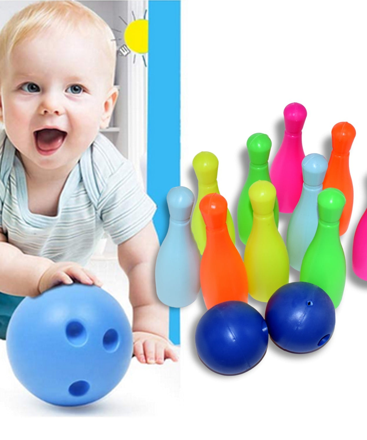 High-quality bowling game set with pins and ball for kids