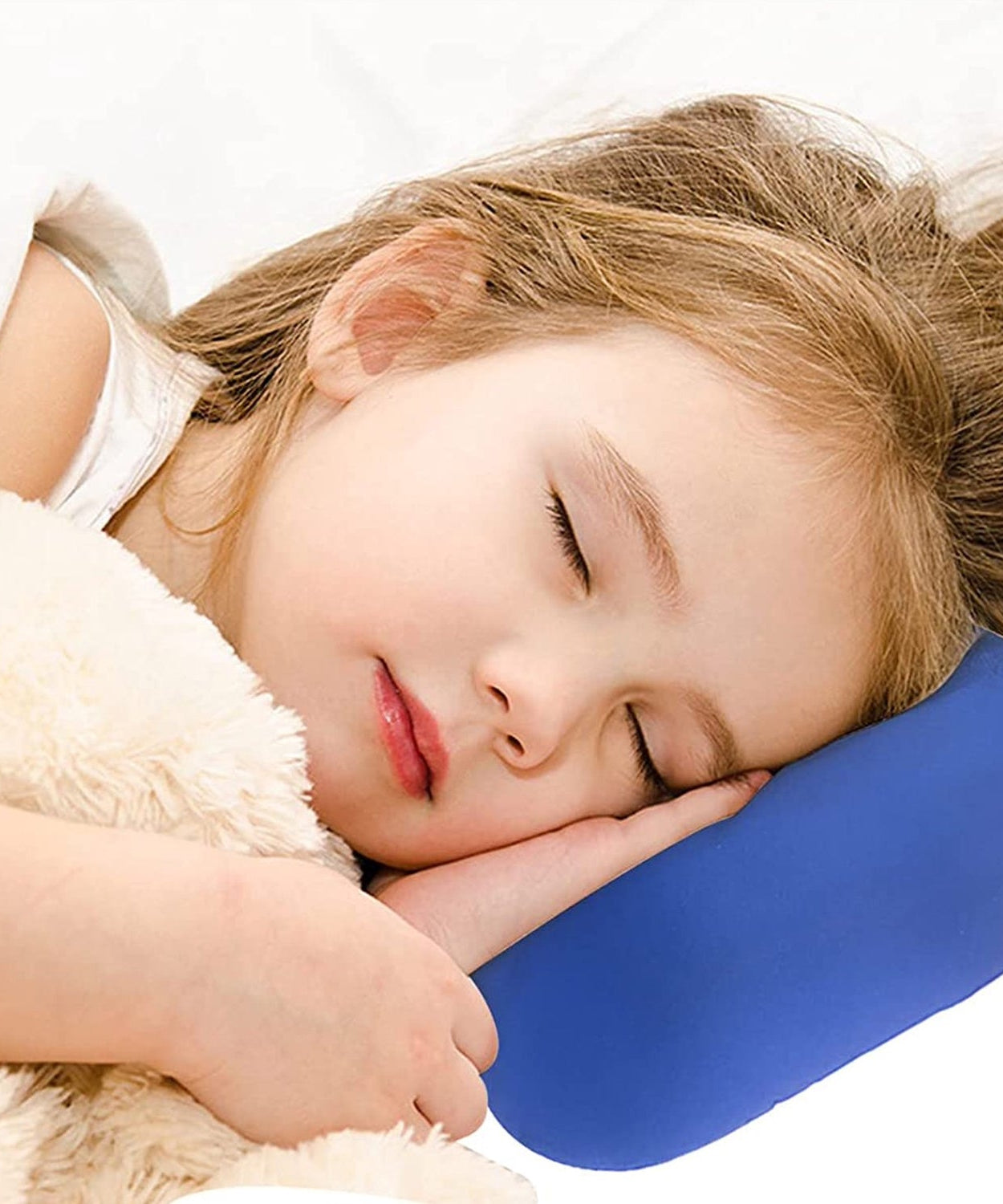 Travel pillow showing soft cushion and microbeads.