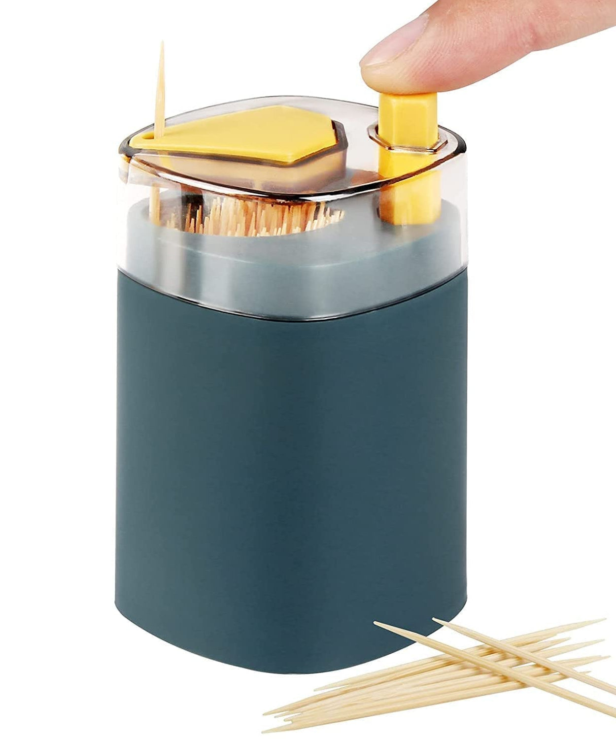Automatic -up toothpick dispenser, thickening container for safe storage.