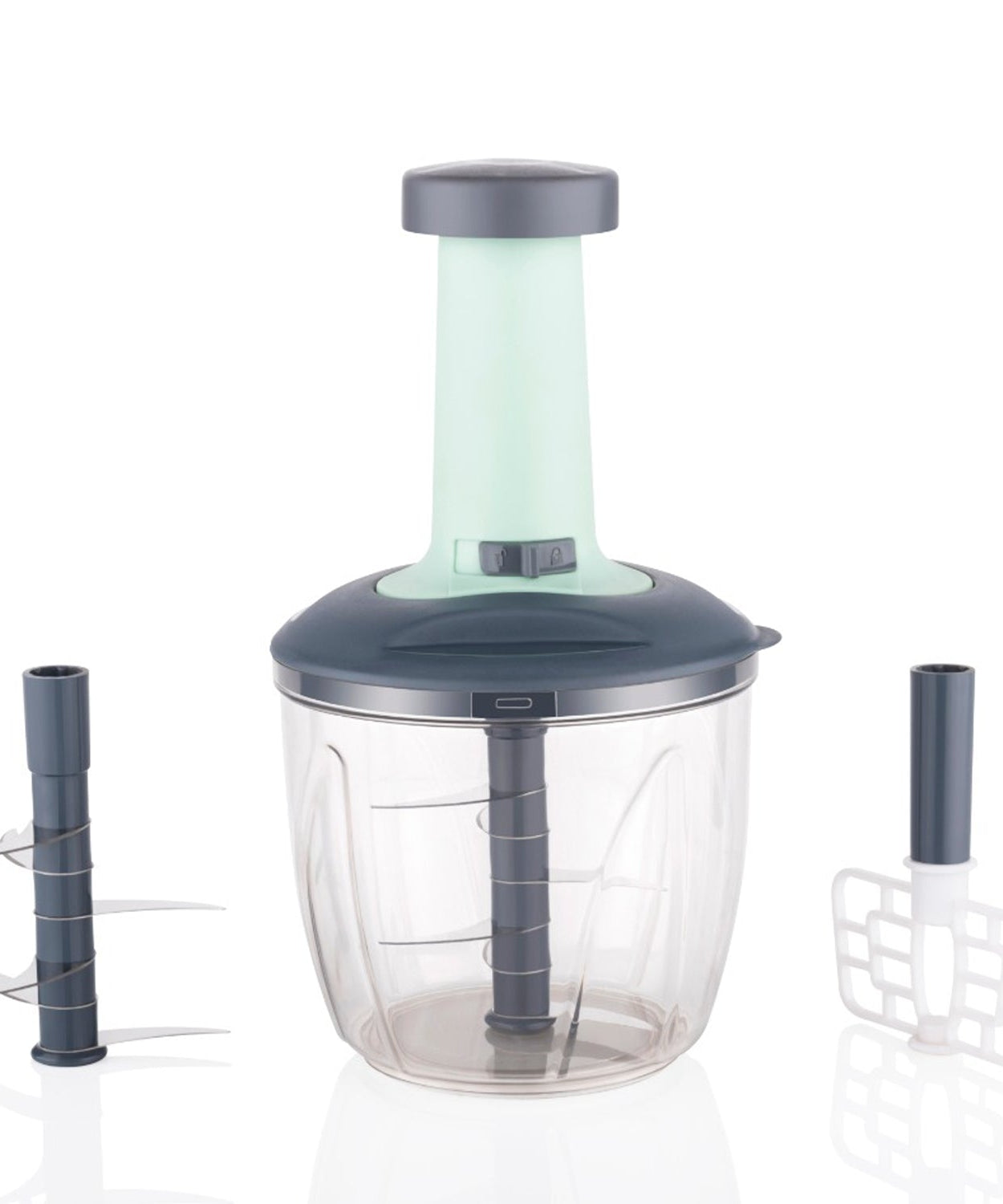 Push-up chopper with blender, 1100 ml, for easy vegetable and fruit cutting.