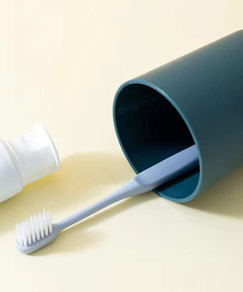 Multipurpose Wall Mount Toothbrush Holder Plastic Stand With 2 Cup  (1 Set)
