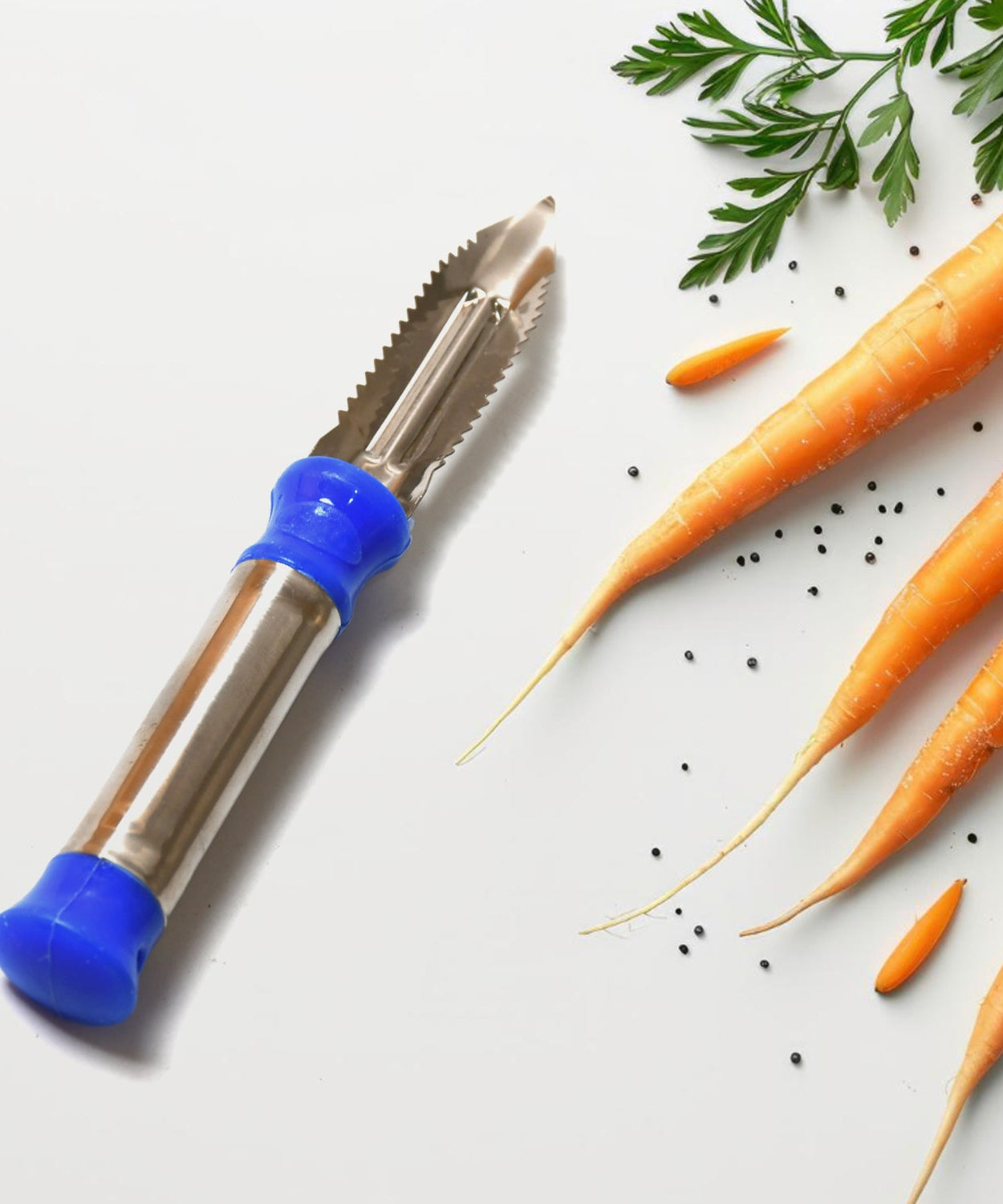 Stainless Steel 2-in-1 Vegetable Peeler - Multifunctional Grater with Hanging Ring (1 pc)