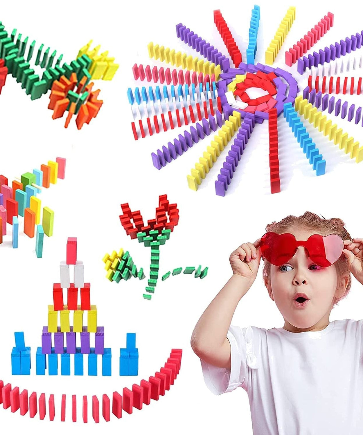 Multicolor wooden domino blocks set