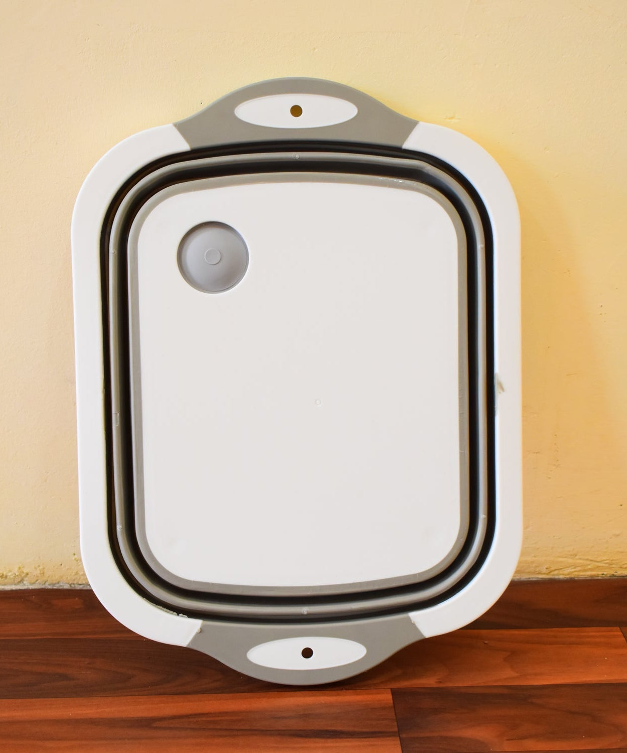 Collapsible cutting board with dish tub, kitchen use