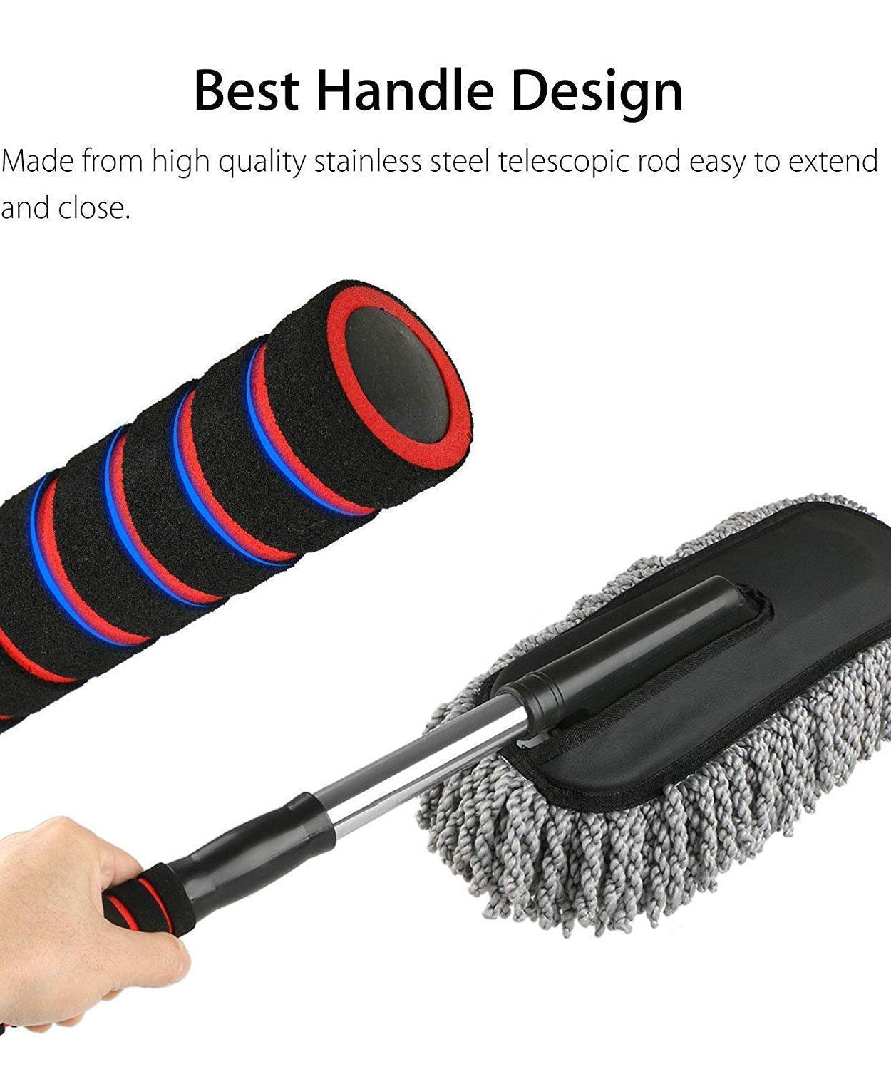 Car Duster, Long Retractable / Soft / Non-Slip / Handle Multipurpose Microfiber Wash Brush Vehicle Interior and Exterior Cleaning Kit with for Car, Boats or Home