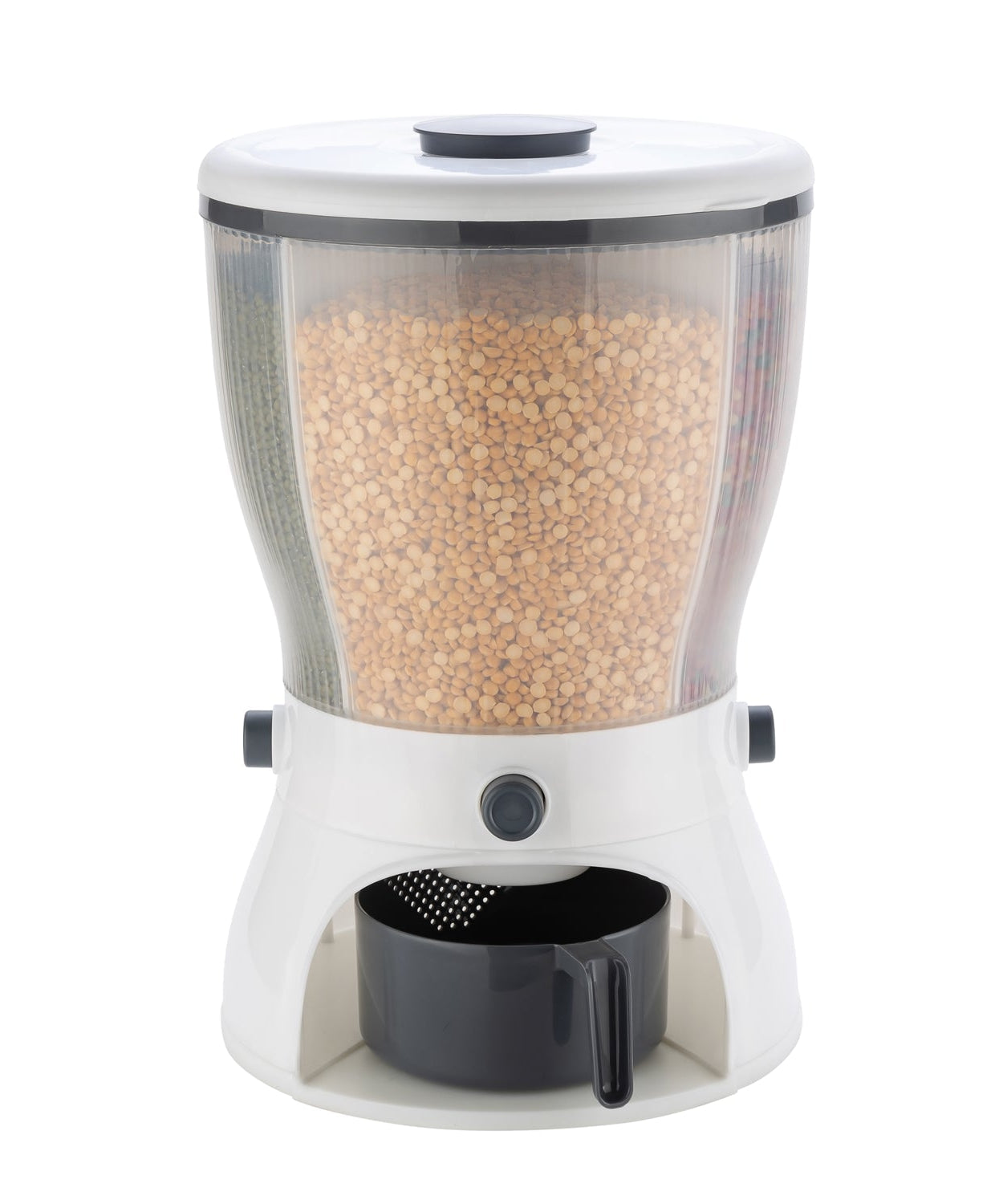 Dispenser with grains and cereals being stored.