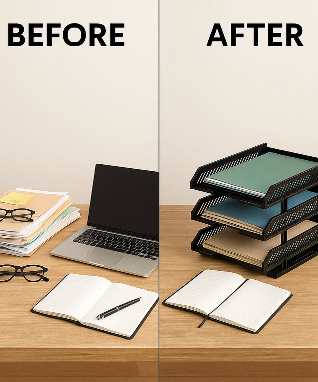 4-Layer Multifunctional File Rack with Drawers for Office Desk