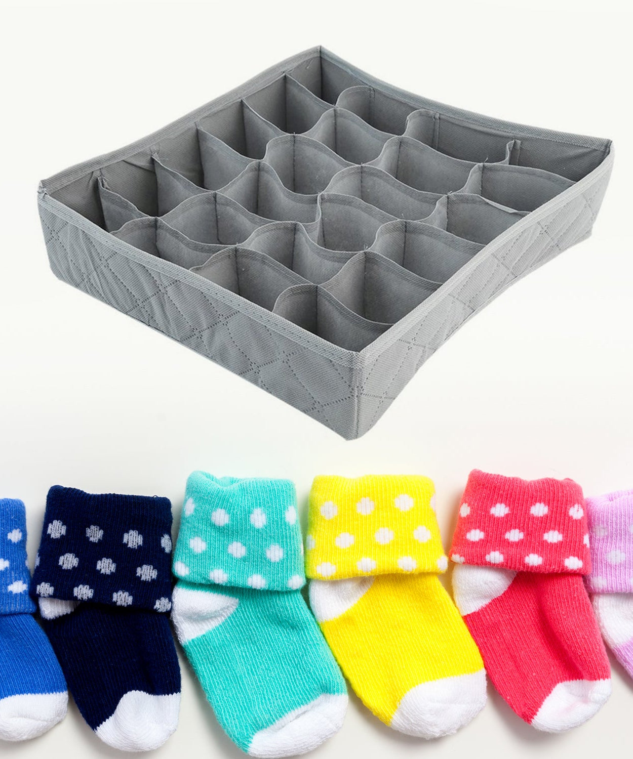 Lightweight folding storage box for daily essentials.