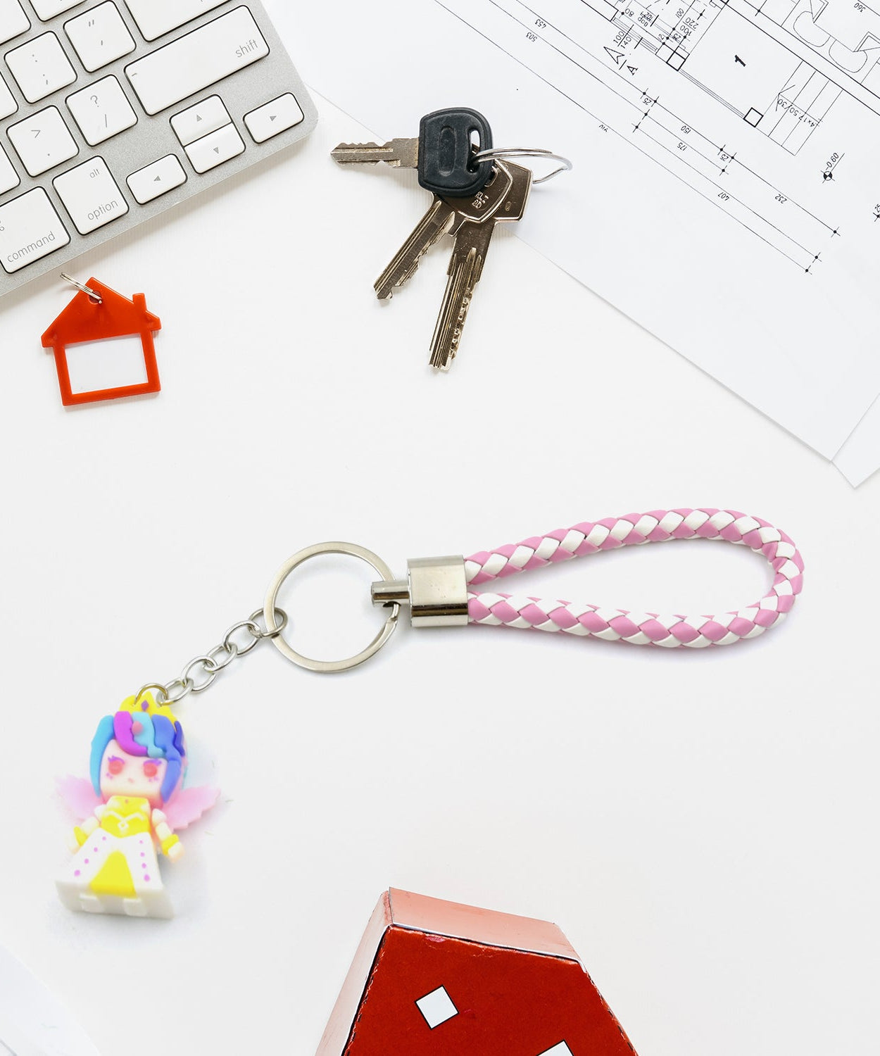 Cute Keychain With Card Gift - Keychain Accessories Key Chain Backpack Charms Car Keys Keychain for Kids Girls, Unicorn Toy and Charm Key- Chain for Bag  / Door Key- Ring / car Key- Ring / Party Favor (Mix Color & Design 1 Pc )
