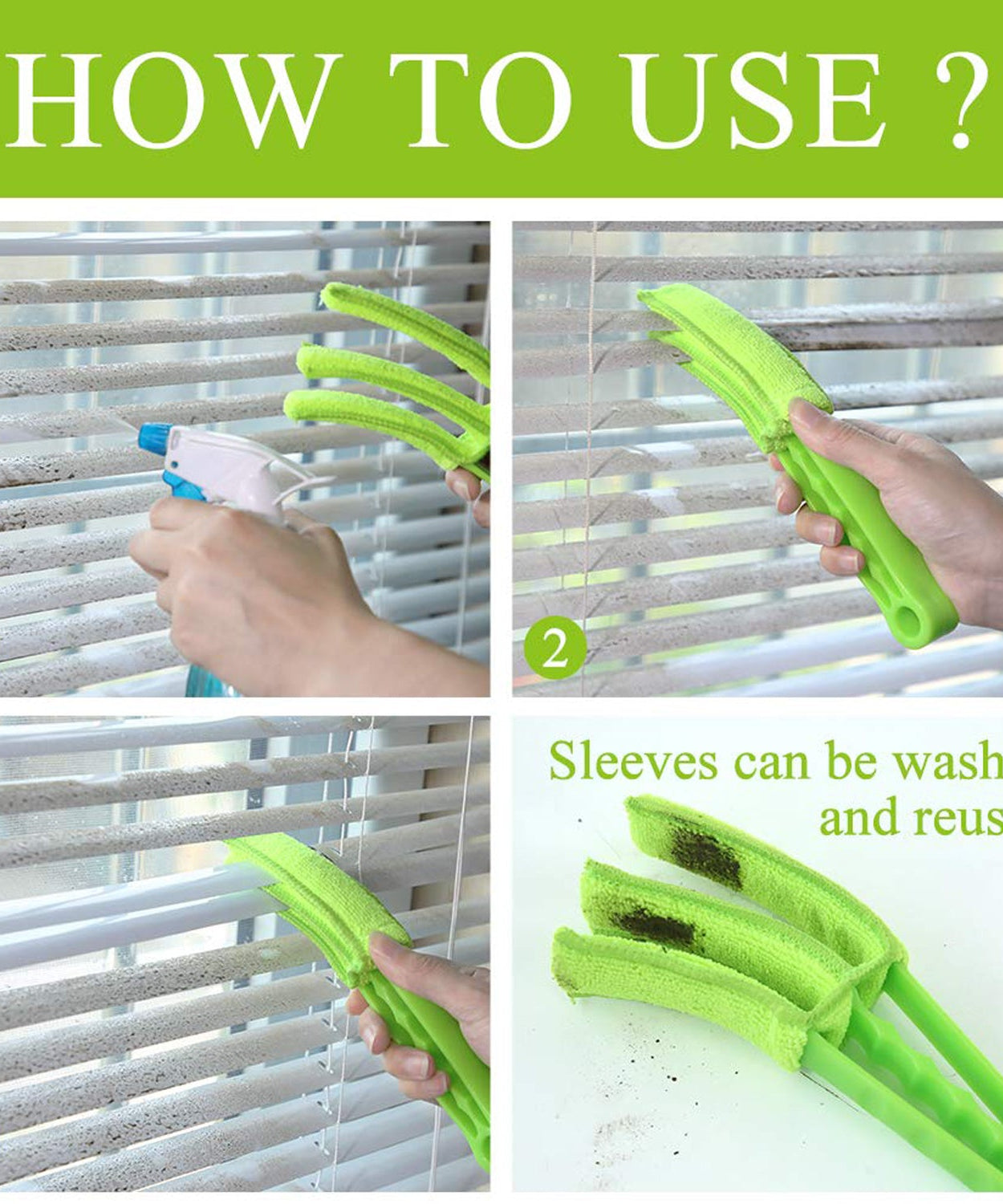 Window Blind Cleaner Brush with Microfiber Sleeves – Dusting Tool for Shutters & AC (1 Pc)