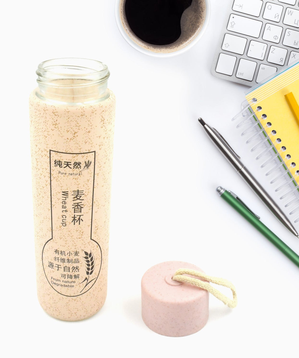 350ml Leak Proof Glass Water Bottle - Hot & Cold, BPA Free, Travel