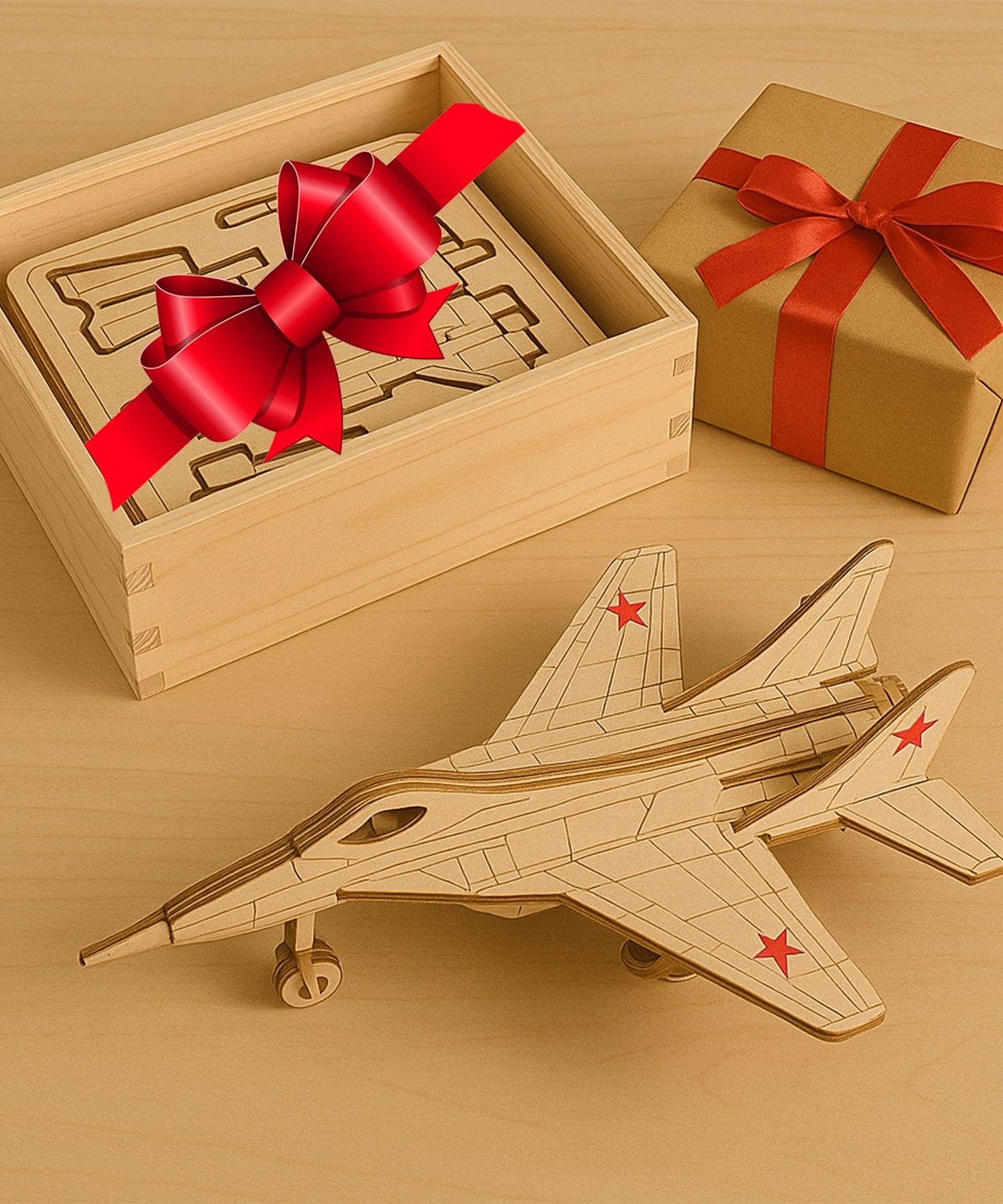 3D Wooden Fighter Jet Puzzle DIY Assembly Kit