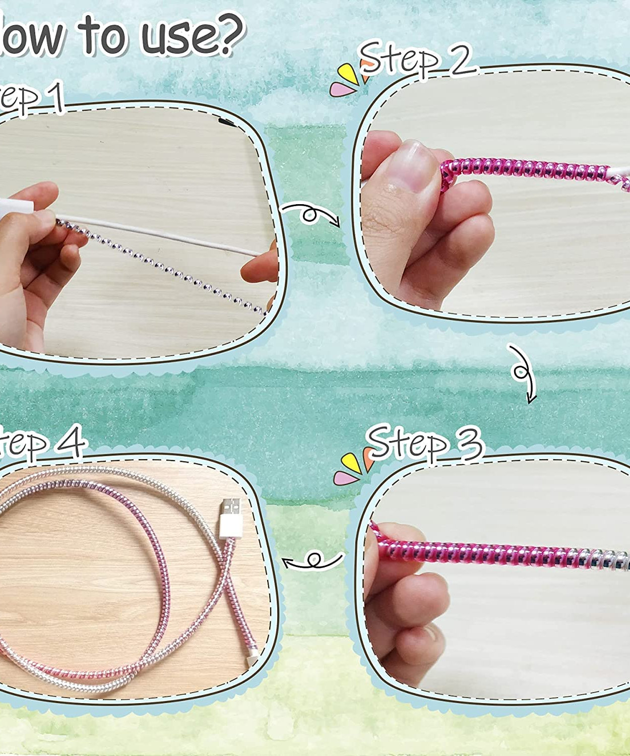 Metallic Cable Protector for Cords & Headphones (Spiral Wrap)