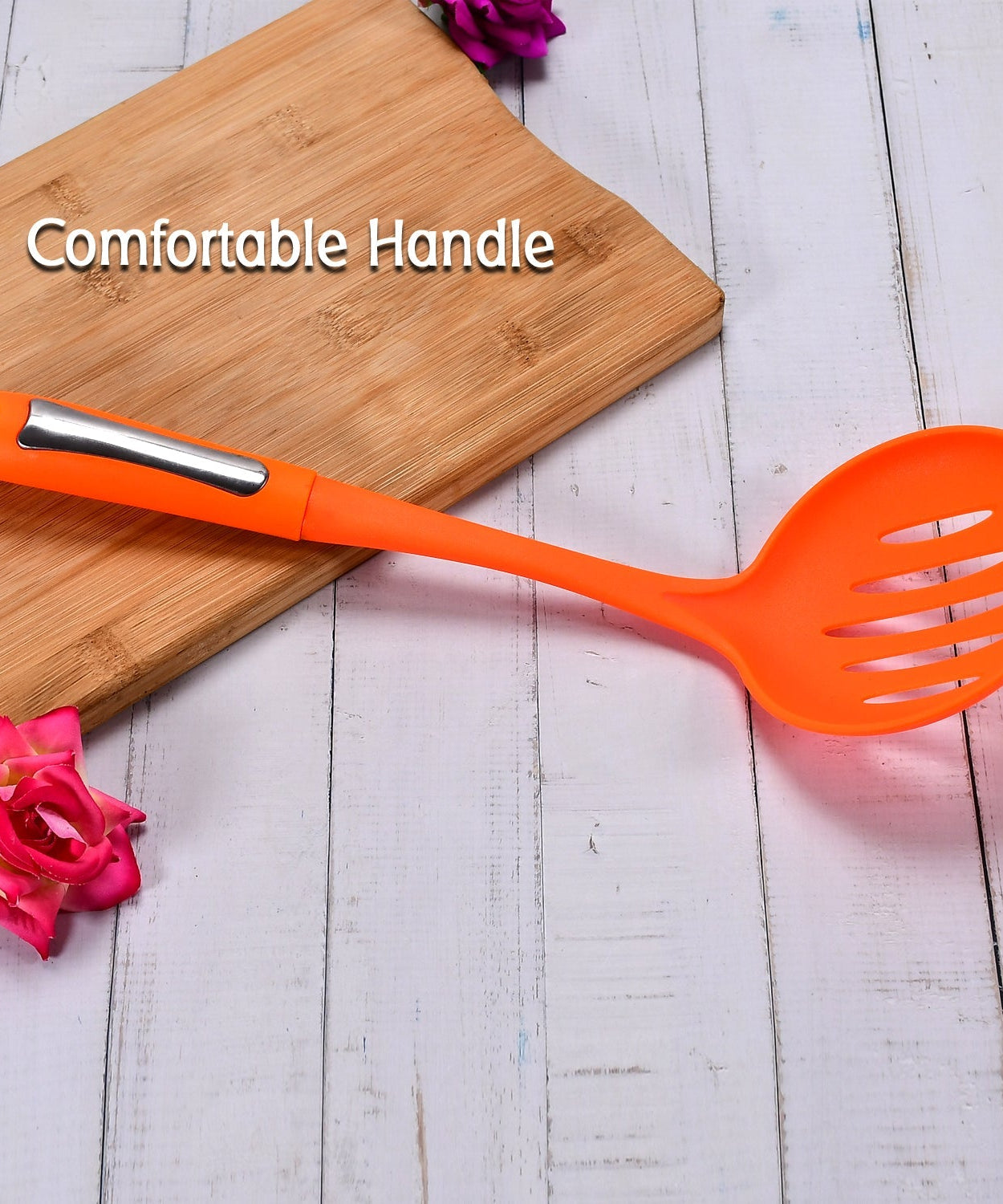 Kitchen tool with large nylon colander and scoop