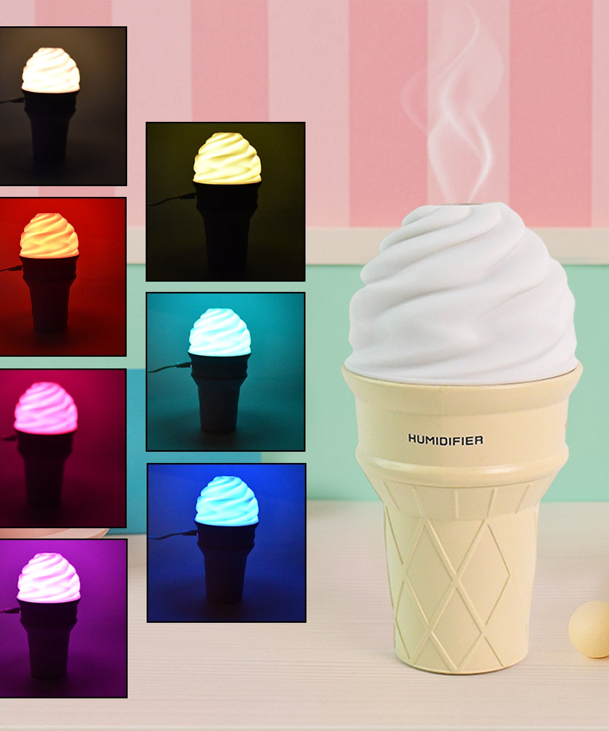 Ice Cream Cone Shape Air Freshener Humidifier (1Pc / Cream Color)